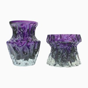 Rock Crystal Range Vases in Deep Purple from Ingrid Glass, Germany, Set of 2