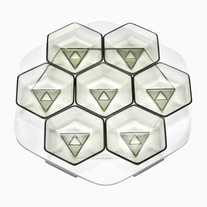 Geometric Hors d'Oeuvres Bowls and Tray by A. D. Copier, Leerdam, Netherlands, 1934, Set of 8
