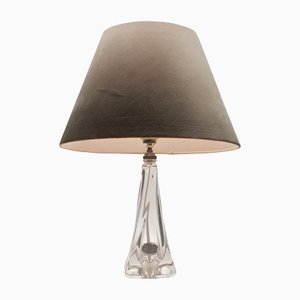 Crystal Table Lamp with Label from Val Saint Lambert