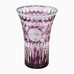 Large Cut to Clear Crystal Vase from Val Saint Lambert, 1950s