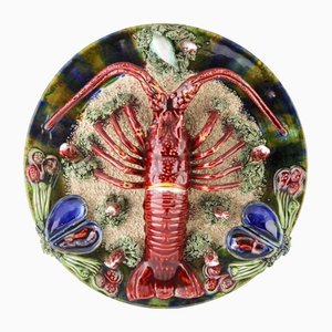 Earthenware Seafood Lobster Plate by Caldas da Rainha, 1930