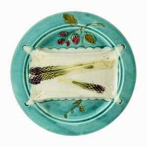 Piatti Art Nouveau in maiolica con motivo a rilievo, inizio XX secolo, set di 3