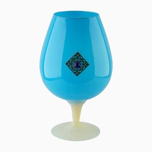 Italian Cognac Glass in Turquoise Opaline from Empoli Florence, 1970s