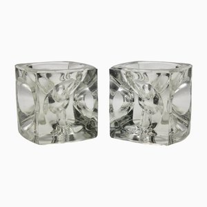 Bougeoirs Ice Cube en Verre de Peill & Putzler, Set de 2