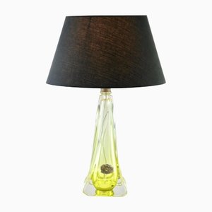 Crystal Glass Twisted Light Table Lamp from Val Saint Lambert, 1953