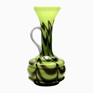Italian Opalescent Green and Brown Opaline Pitcher, Florence