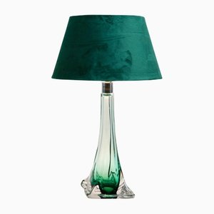 Twisted Light Crystal Lamp in Emerald Green from Val Saint Lambert
