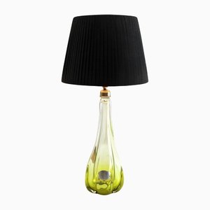 Tischlampe aus Kristallglas mit verdrehtem Licht von Val Saint Lambert, 1953