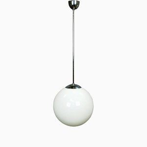 Large Bauhaus Pendant Lamp with Opaline Glass Bowl