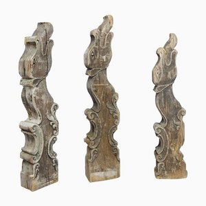 Dragon Head Wooden Beams, Set of 3