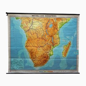 Vintage Middle and South Africa Wall Chart Rollable Map