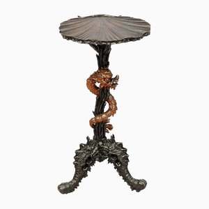 Antique Carved Wooden Dragon Side Table After Viardot