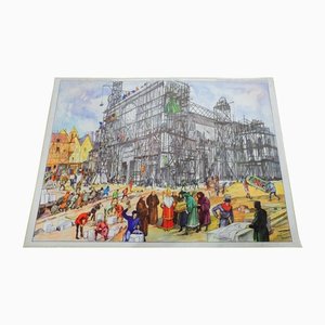 Vintage Historischer Bau Gotische Kuppel Mittelalterliche Stadt Historische Stätte Poster