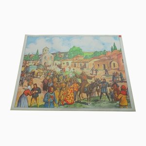 Tableau d'architecture historique de la croisade des chevaliers du château médiéval rétro à 2 côtés