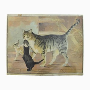 Vintage Retro Landhausstil Katze Kätzchen Maus Haustiere Poster Wandkarte