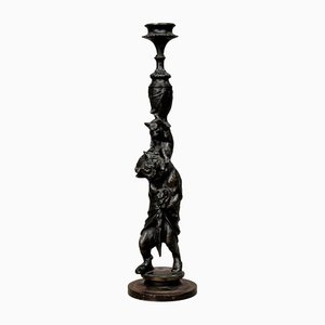 Victorian Cast Iron Candlestick with Bears