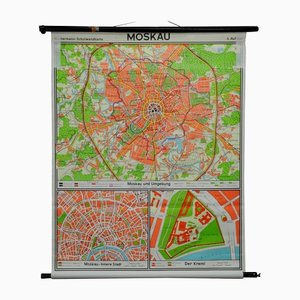 Vintage City Map of Moscow Pull Down Wall Chart