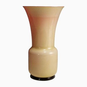 Large Venini Pink and Lattimo Glass and Gold Foil Aurato Vase