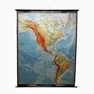 Vintage Western Part of the World Americas Rollable Map