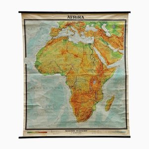 Old Africa Continent Druckplakat Schulkarte Pull-Down Wandkarte