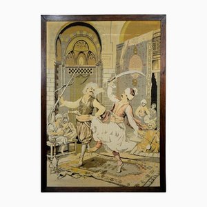 Gobelino muy grande con derviches turcos danzantes, década de 1900
