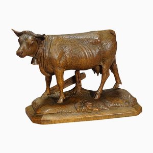 Schweizer Geschnitzte Rinder aus Holz, 1900er