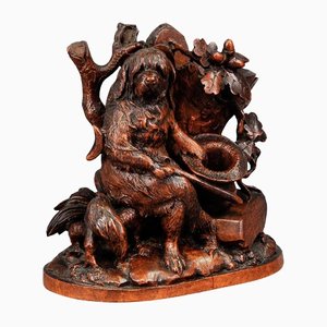 Swiss Carved Black Forest Statue of a Disabled Dog, 1900s