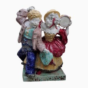 Sculpture Couple Dansant en Porcelaine de Nymphenburg par Josef Wackerle