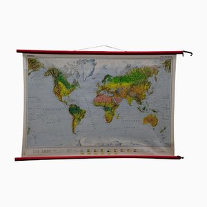 Vintage Earth Map Poster Print Pull Down Wall Chart