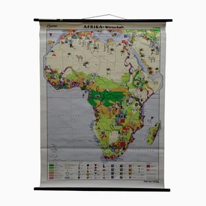 Vintage Africa Print Economy School Map Rollable Wall Chart