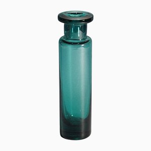 Jarrón vintage de vidrio en color petróleo de Ichendorfer Glassworks, años 60