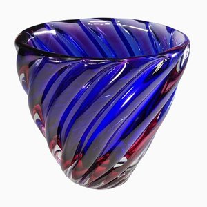 Murano Ribbed Submerged Vase by Archimede Seguso, 1950s