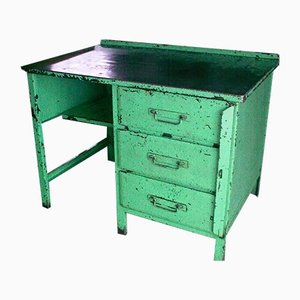 Industrieller Grüner Metall Schreibtisch