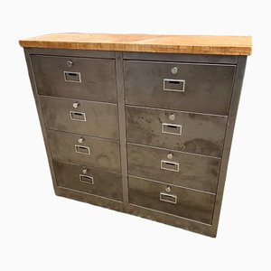 Iron Cabinet with Wooden Top
