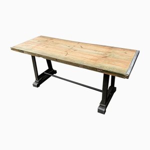 Cast Iron Table with Wooden Top