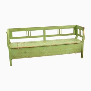 Antique Hungarian Green Settle Bench