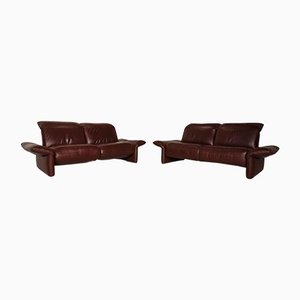 Burgunderrotes Leder Elena 2-Sitzer Sofa von Koinor, 2er Set