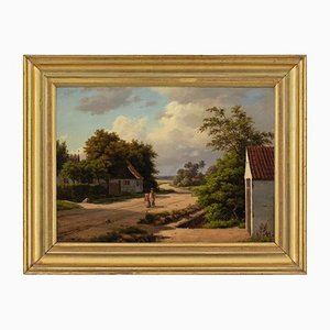Carsten Henrichsen, Rural Landscape with Children, 1862, Oil on Canvas, Framed