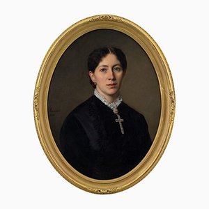 Jan Hendrik Neuman, Portrait of a Woman, 1878, Oil on Panel, Framed