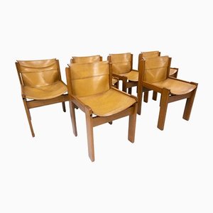 Caramel Leather Chairs by Scarpa, Italy, 1970s, Set of 6