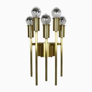 Brass Theatre Wall Ceiling Light in the Style of Stilnovo, Italy, 1970s
