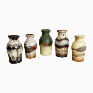 Vintage Pottery Fat Lava Vases from Scheurich, Germany, 1970s, Set of 5