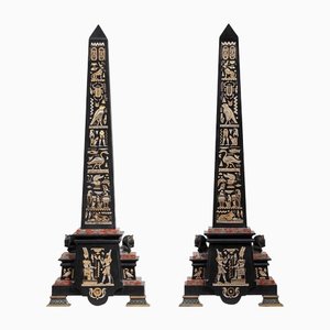 Obelischi in stile egiziano in marmo, XIX secolo, set di 2