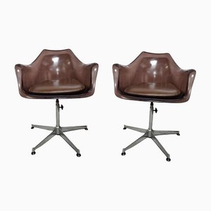 Moulded Swivel Chairs on Chrome Base by Robin & Lucienne Day, 1970s, Set of 2