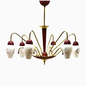 Vintage Italian Chandelier with Six Arms in the Style of Stilnovo, 1960s