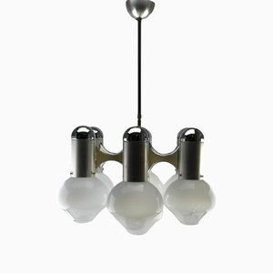 Chrome and Opaline Glass Globes Chandelier from Sciolari