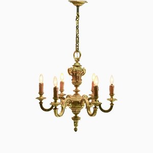 Late 19th Century Solid Cast Brass Pendant Chandelier with Six-Arms