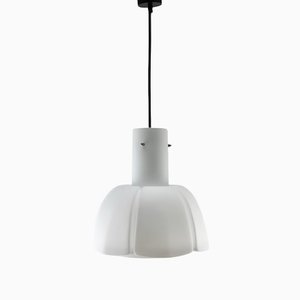 Lampada a sospensione Mid-Century moderna in vetro soffiato di Glashütte Limburg