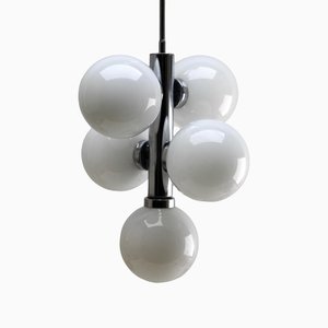 German Swirl Ball Pendant Stem Lamp with 5 Globular Lights from Fischer Leuchten