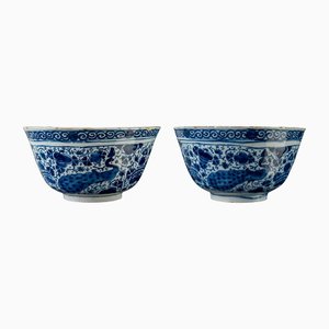 Delft Blue and White Bowls, 1700s, Set of 2